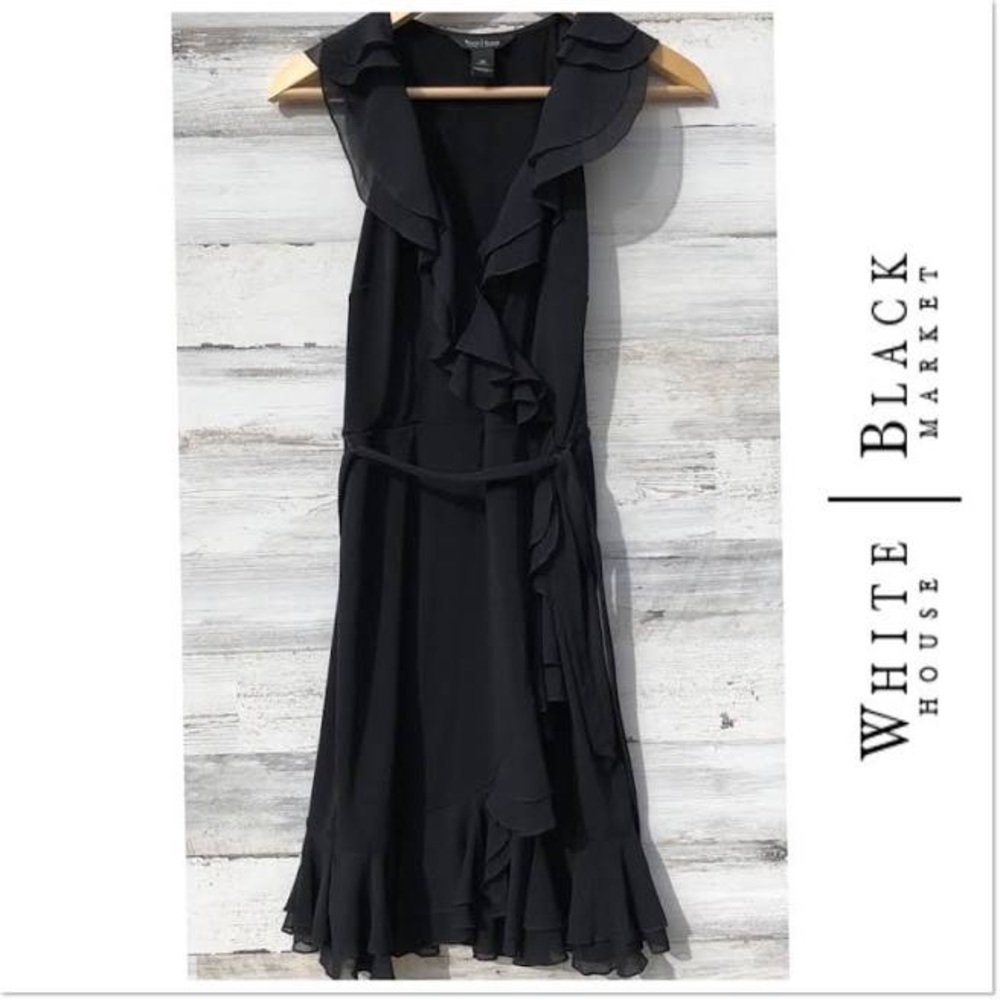 White House Black Market Wrap Ruffle Dress US 2